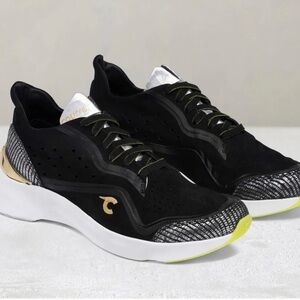 COURSER Italian Uno Black Nubuck Leather Walking Running Womens Sneaker